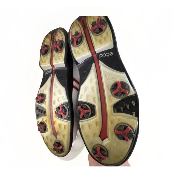 ECCO Golf Shoes Mens 5.5 Women’s 7.5 White Red Leather Soft Spikes - Picture 10 of 10